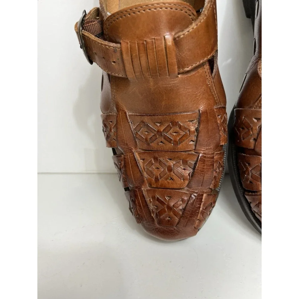 Giorgio Brutini Tan Leather Woven Fisherman Sandals Men Size 10M Shoes